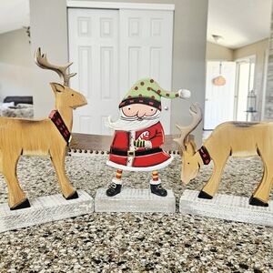 Festive Santa and Reindeer Holiday Decor Set